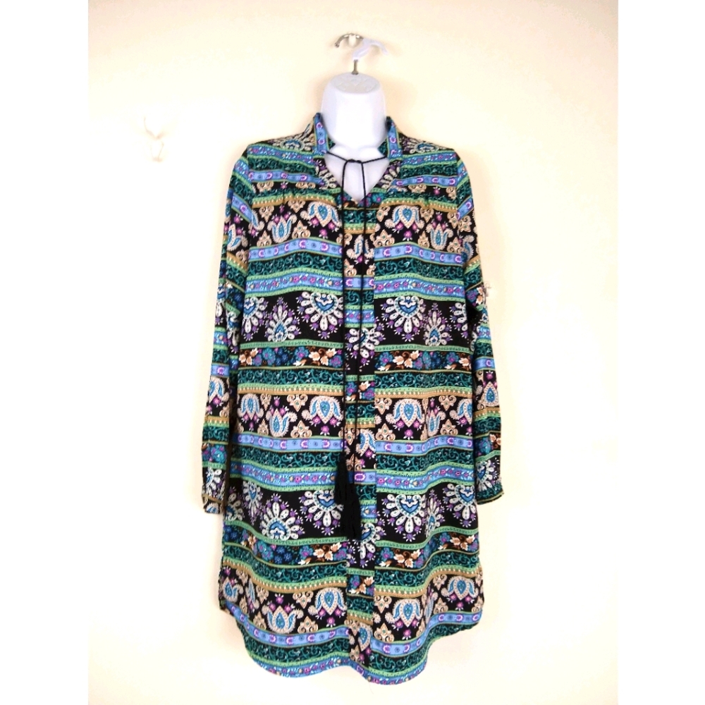 Boho Tassel Tunic Dress L